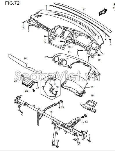 Ốp giữa táp lô 7382052R50PF4