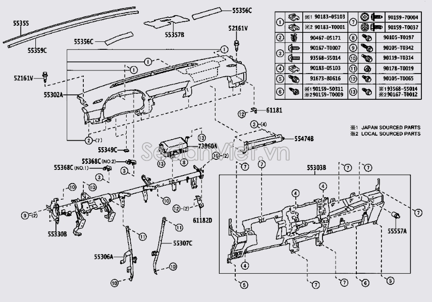 Bảng táp lô 55303KK040C0