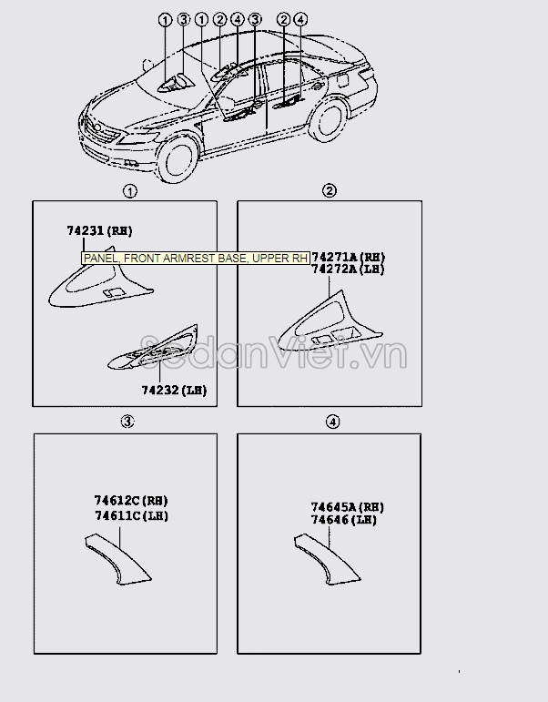 Nhựa ốp công tắc lên xuống kính 7423206200E0