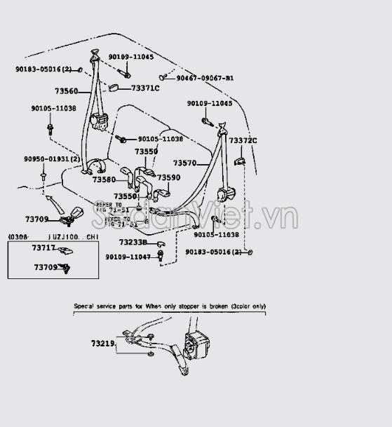 Dây đai an toàn ghế sau 7357060132A1