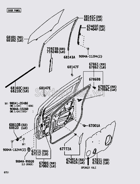 Gioăng cánh cửa trước 67861BZ050