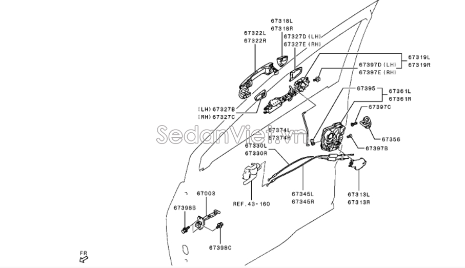 Tay mở cửa ngoài trước Mitsubishi Xpander 2020-2022