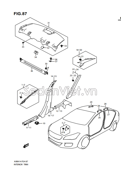 Tay vịn trần trong 7641084M10V6N