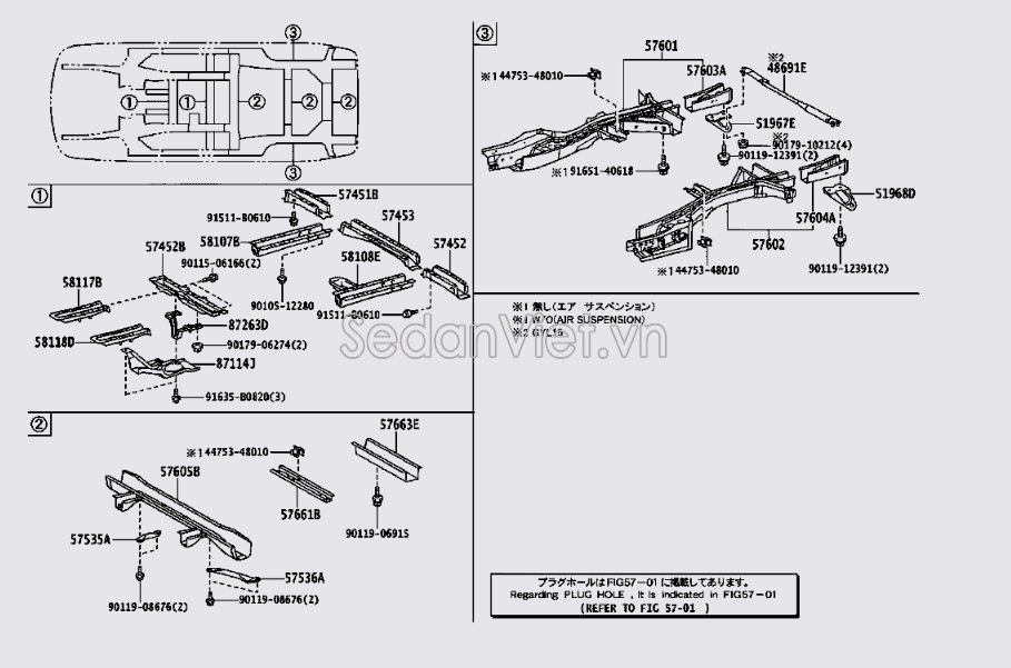 Xương sắt xi kết nối phần thân xe 5760148090