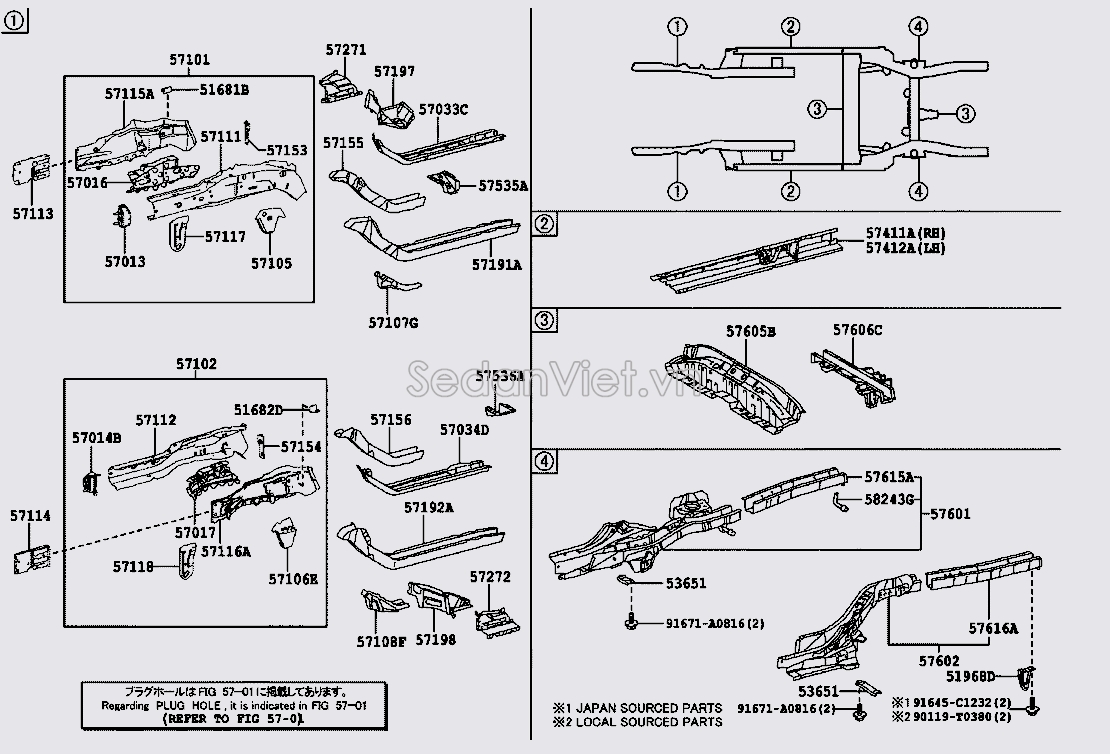 Xương sắt xi đầu xe 5710202930