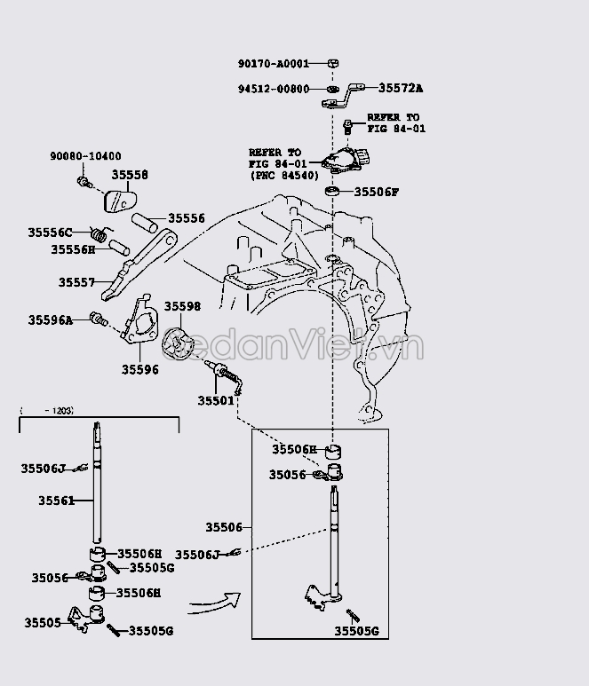 Trục dẫn hướng van hộp số tự động 355560R010