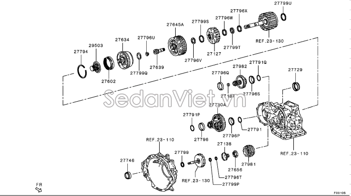 Bánh răng hộp số đảo chiều biến mô 2761A125