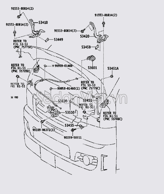 Ti chống nắp capo Toyota Hiace 2007-2012