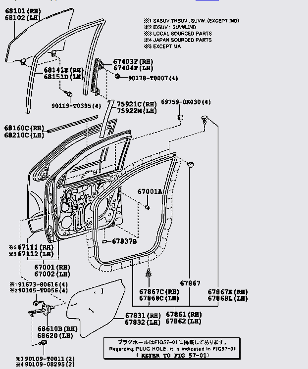 Kính cánh cửa trước 681020K110