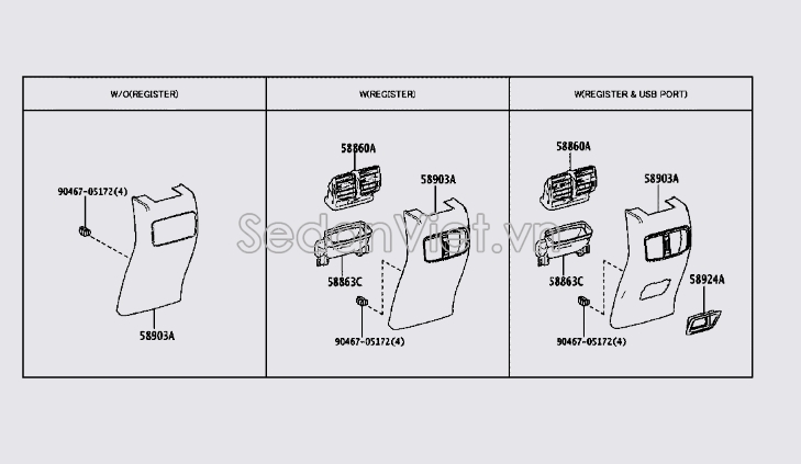 Cửa gió điều hòa hàng ghế sau 5886002030