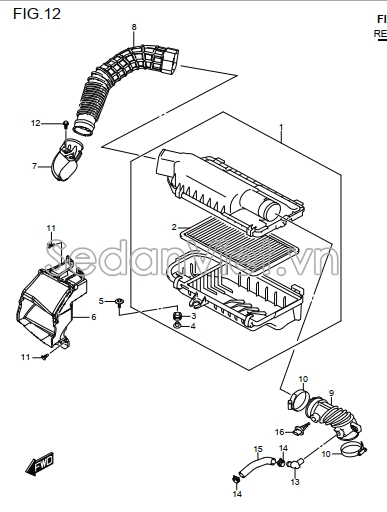 Ống hút gió vào hộp lọc gió bắt vào thành xe 1376052R00000