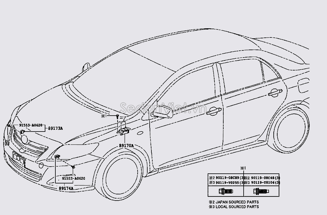 Hộp điều khiển túi khí Toyota Corolla Altis 2010-2013