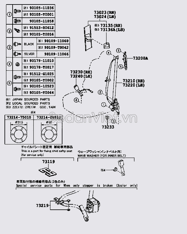 Dây đai an toàn trước 7321002610C0