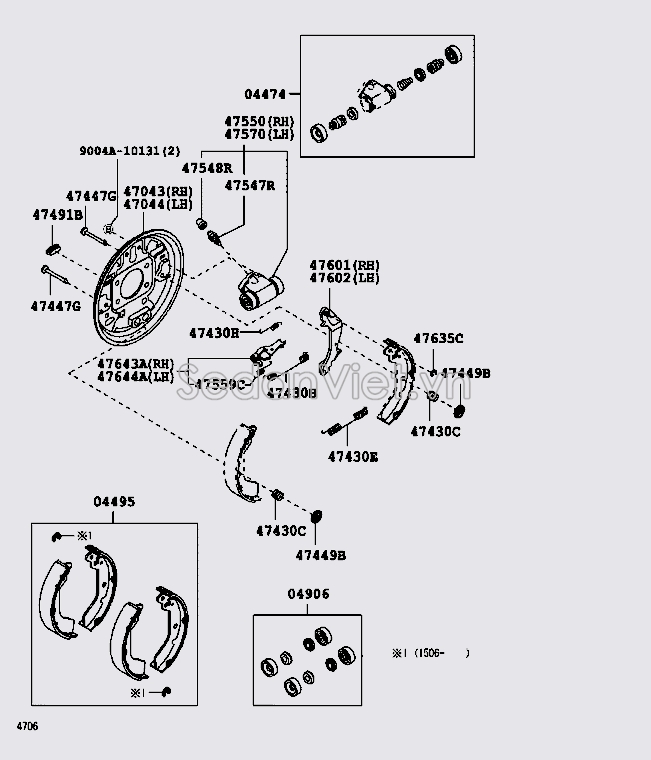 Mâm dừng phanh tay 47044BZ090