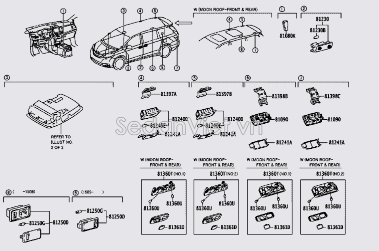 Đèn chiếu sáng trong xe sau 8108145010