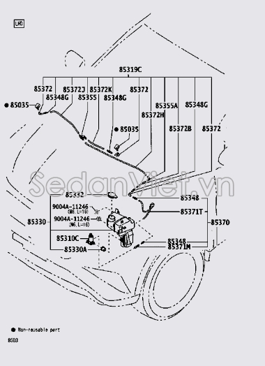 Ống dẫn nước rửa kính đằng trước 85374BZE90