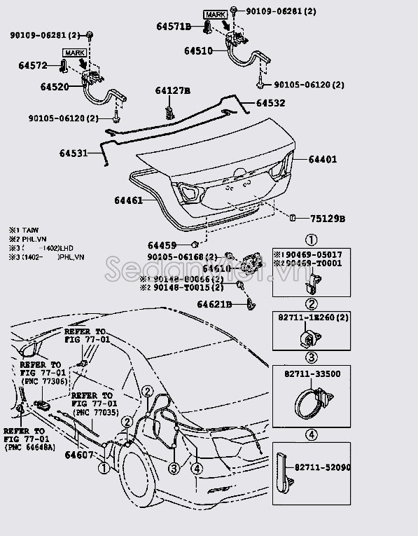 Bản lề cốp hậu 6451006170