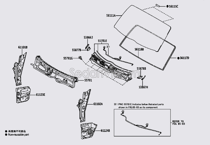 Ốp chân kính chắn gió trước 5570026481