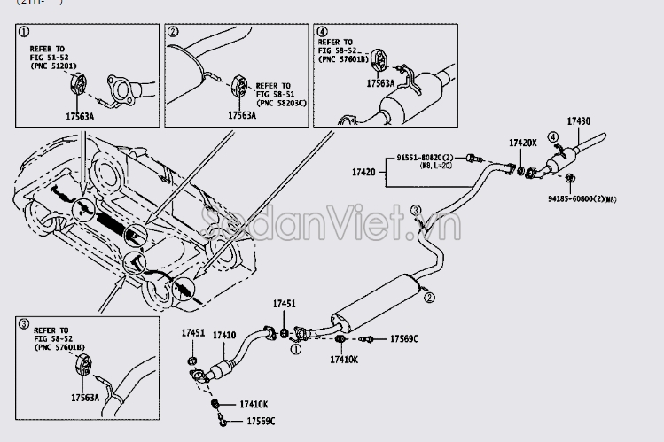 Ống xả đoạn giữa 17420BZ010