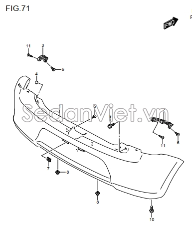 Nẹp cài cản sau 7182153R00000