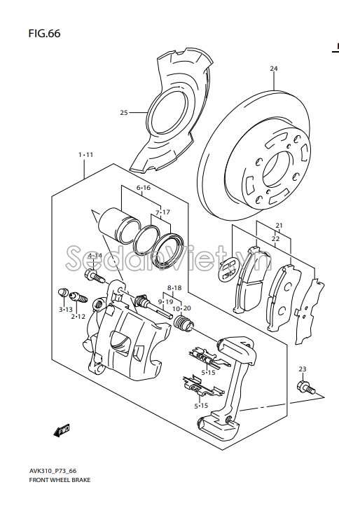 Bộ phớt piston phanh trước 5583084M00000