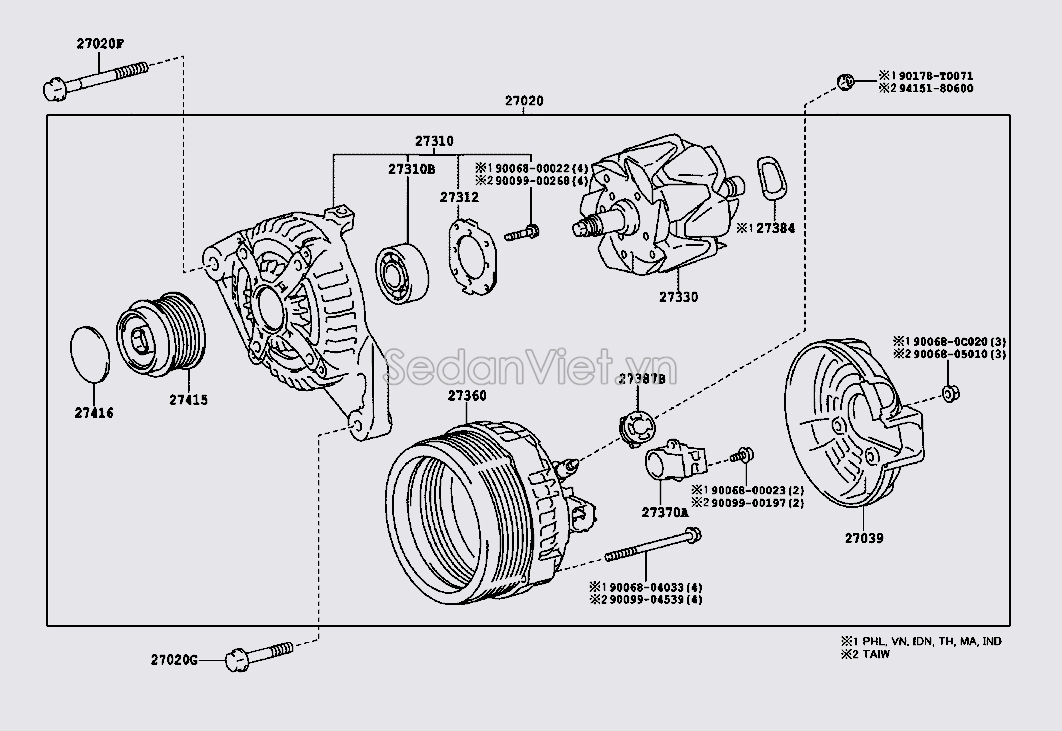 Nắp đậy đằng trước máy phát điện 273100V130