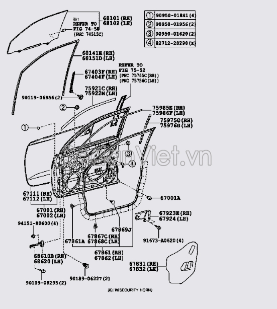 Gioăng kính cánh cửa Toyota Land Cruiser Prado 2013-2015