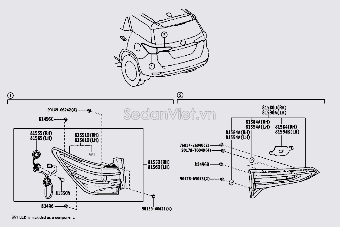 Dây điện bóng đèn hậu 815550K530