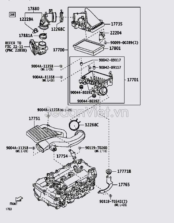 Cao su cổ hút gió mềm 17880BZ040