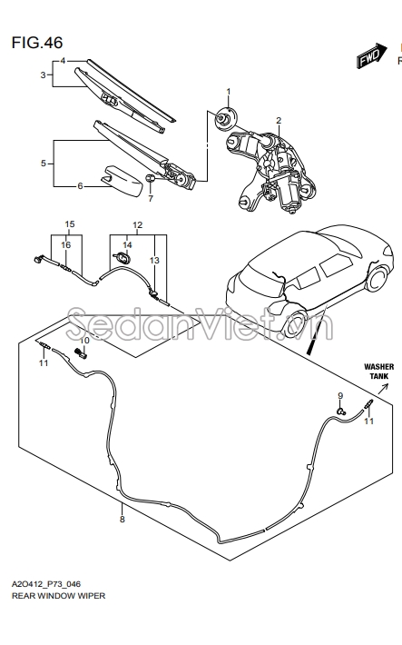 Cơ cấu gạt mưa sau 3881052R00000