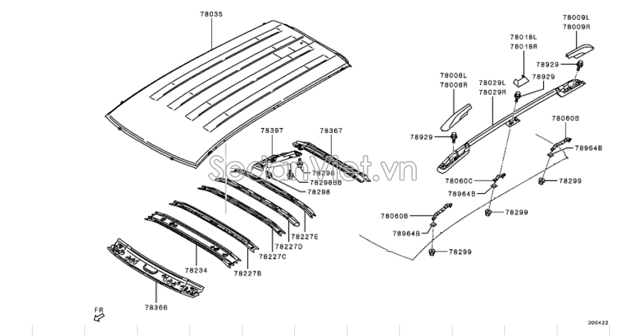 Xương đỡ tôn nóc xe 5290D870