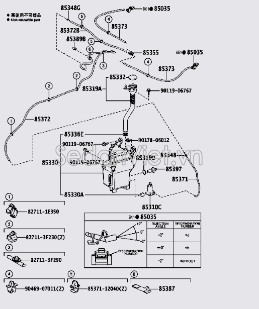 Mô tơ bơm nước rửa kính trước 853300E030