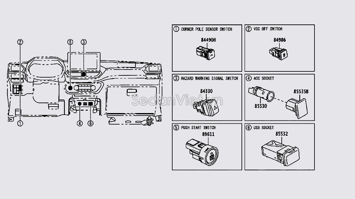 Công tắc xi nhan đi thẳng 84332BZ280