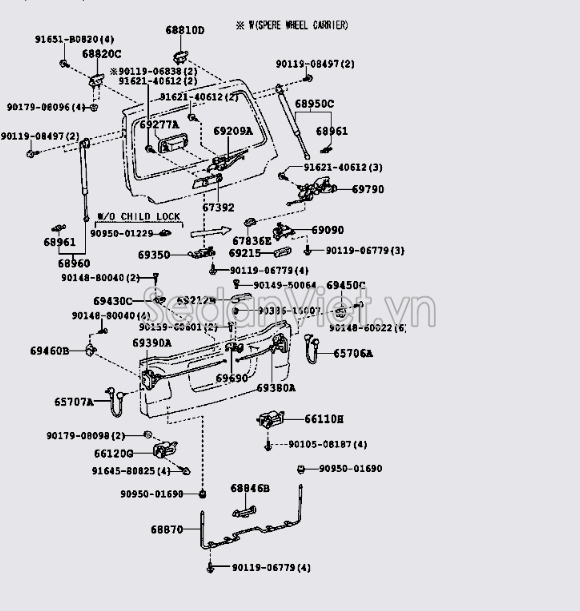 Bàn lề cốp hậu 6611060020