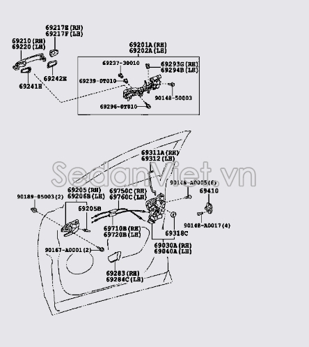 Đuôi tay mở cửa ngoài 692170T010A0