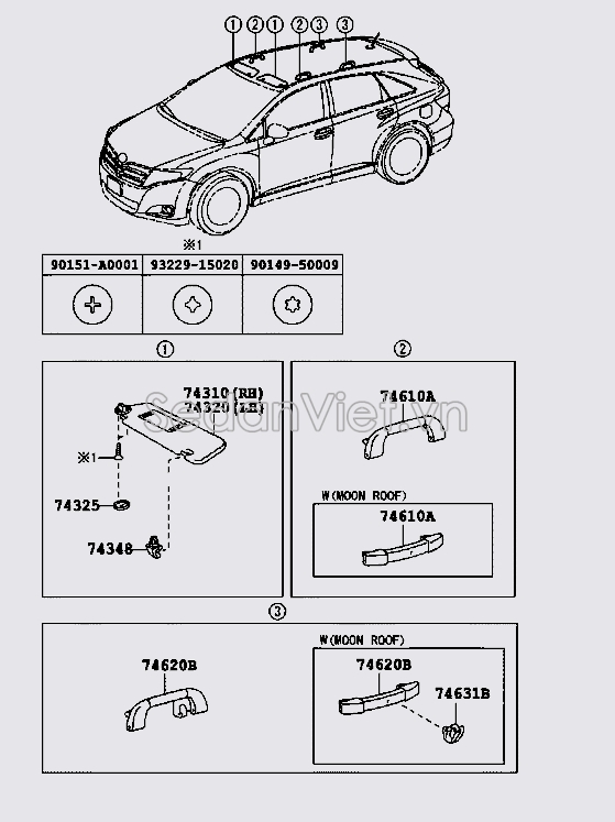 Tay vịn trần xe 746100T020B0