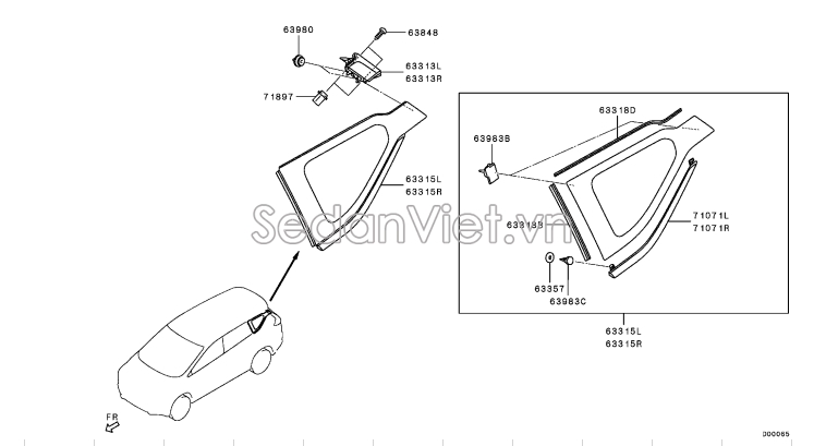 Gioăng kính chắn gió sau 6127A093