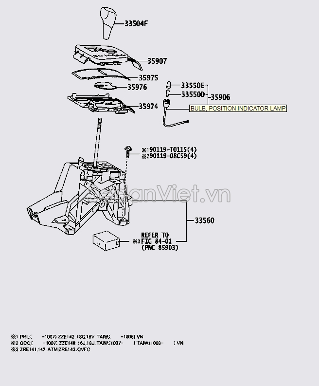 Quả đấm đi số AT Toyota Corolla Altis 2008-2010