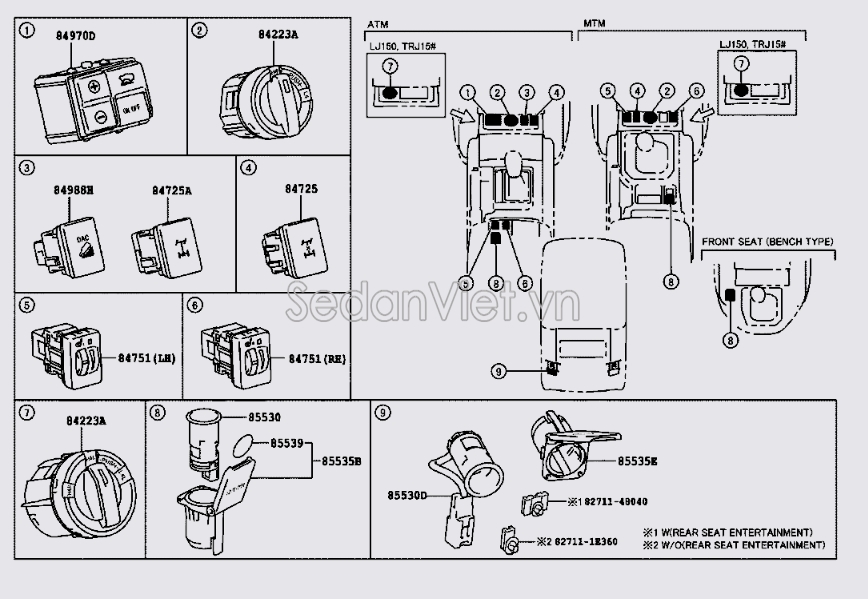 Tẩu châm thuốc trong xe Lexus RX450H 2009-2012