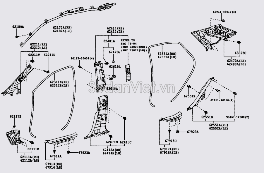 Nhựa ốp ống trụ trong Lexus RX450H 2009-2012