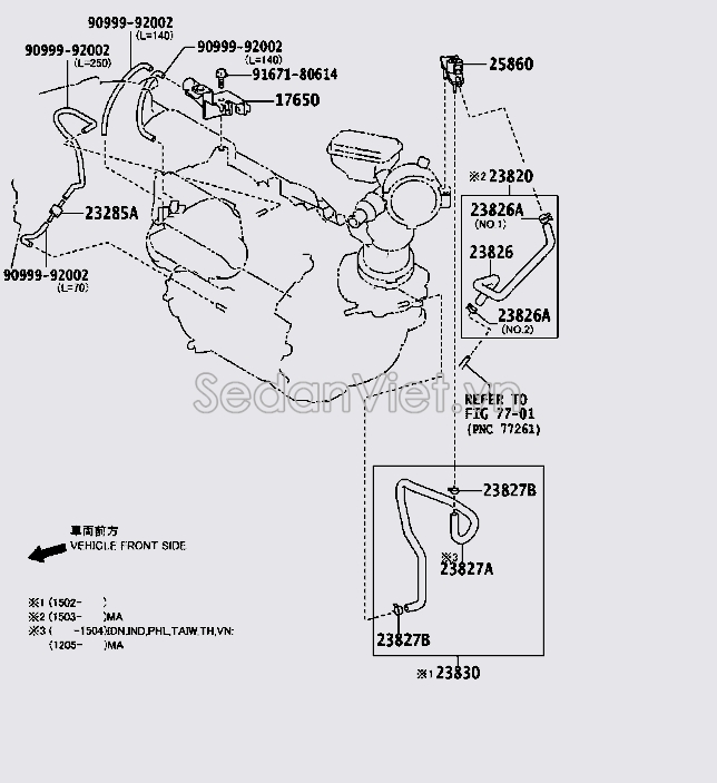 Ống hơi van chân không 238270V070