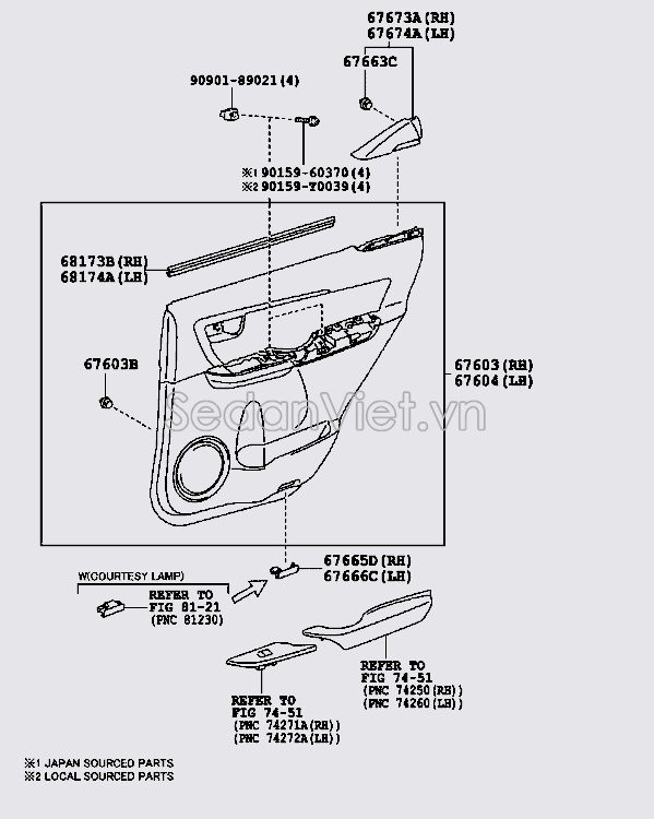 Nhựa ốp tam giác cánh cửa 67673KK020C0