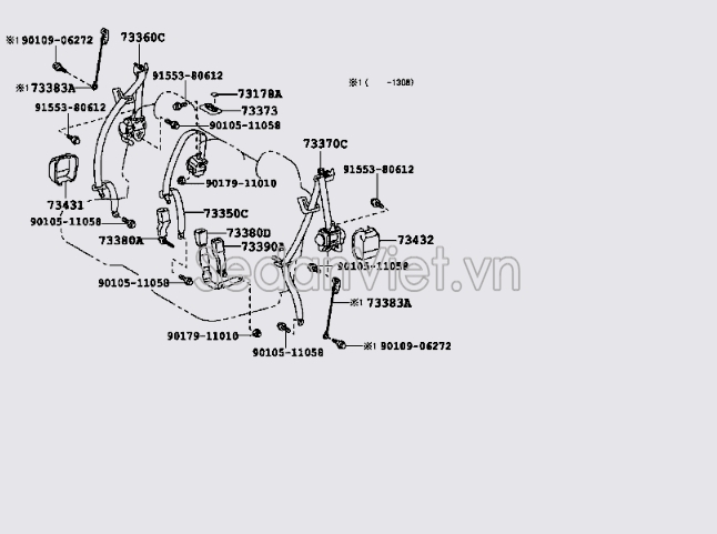 Dây đai an toàn ghế sau Lexus RX450H 2010-2013