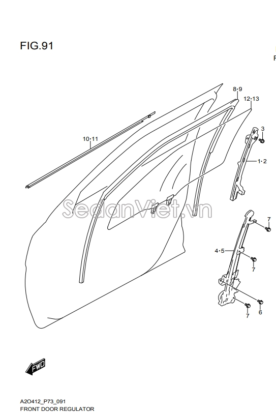 Gioăng trượt kính cánh cửa trước 8366552R00000