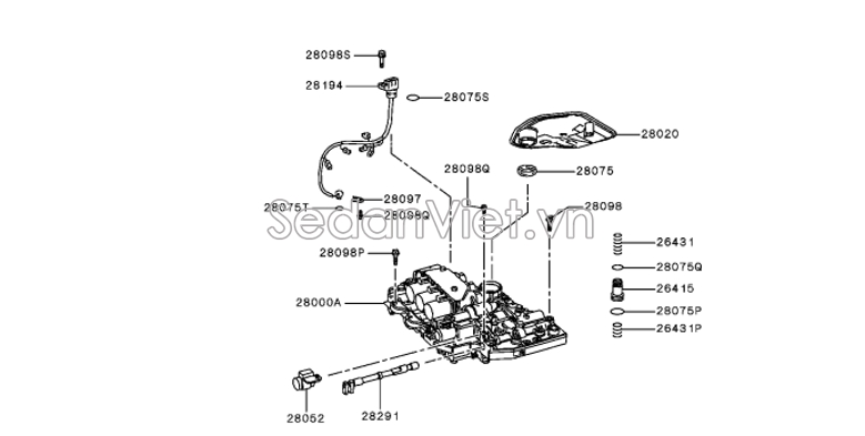 Vỉ van điều khiển mở dầu hộp số tự động 2800A173