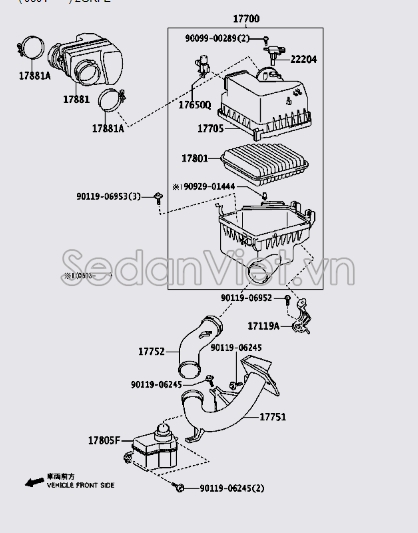 Hộp lọc gió động cơ có đựng lọc 1770031622