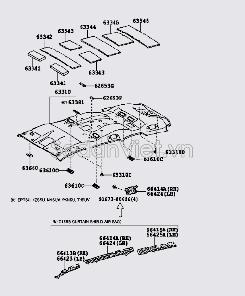 Nẹp cài la phông trần 66425KK040