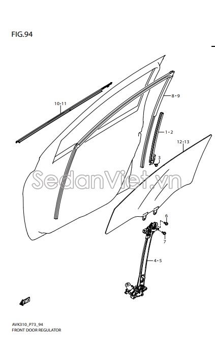 Kính cánh cửa trước 8450184M02000