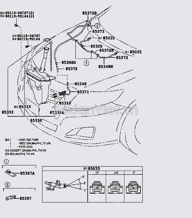 Vòi phụt nước xịt kính Lexus RX450H 2009-2012