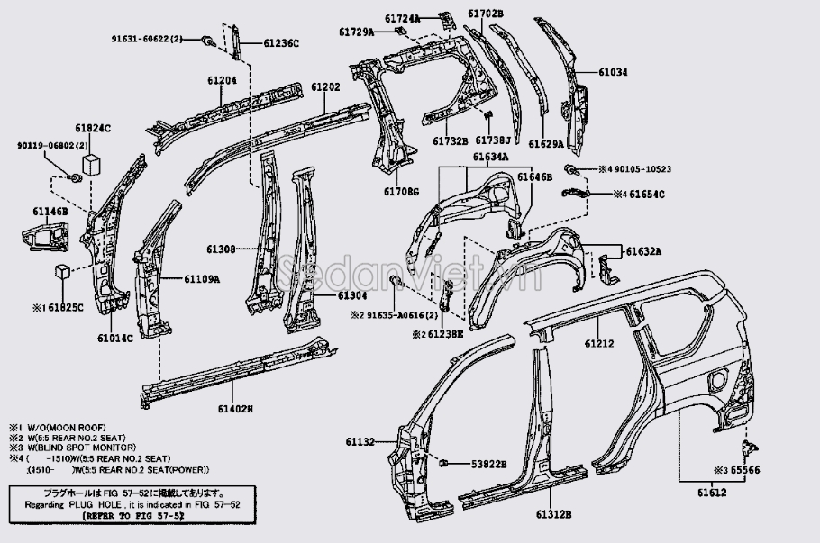 Thanh tăng cứng lớp giữa Toyota Land Cruiser Prado 2013-2015